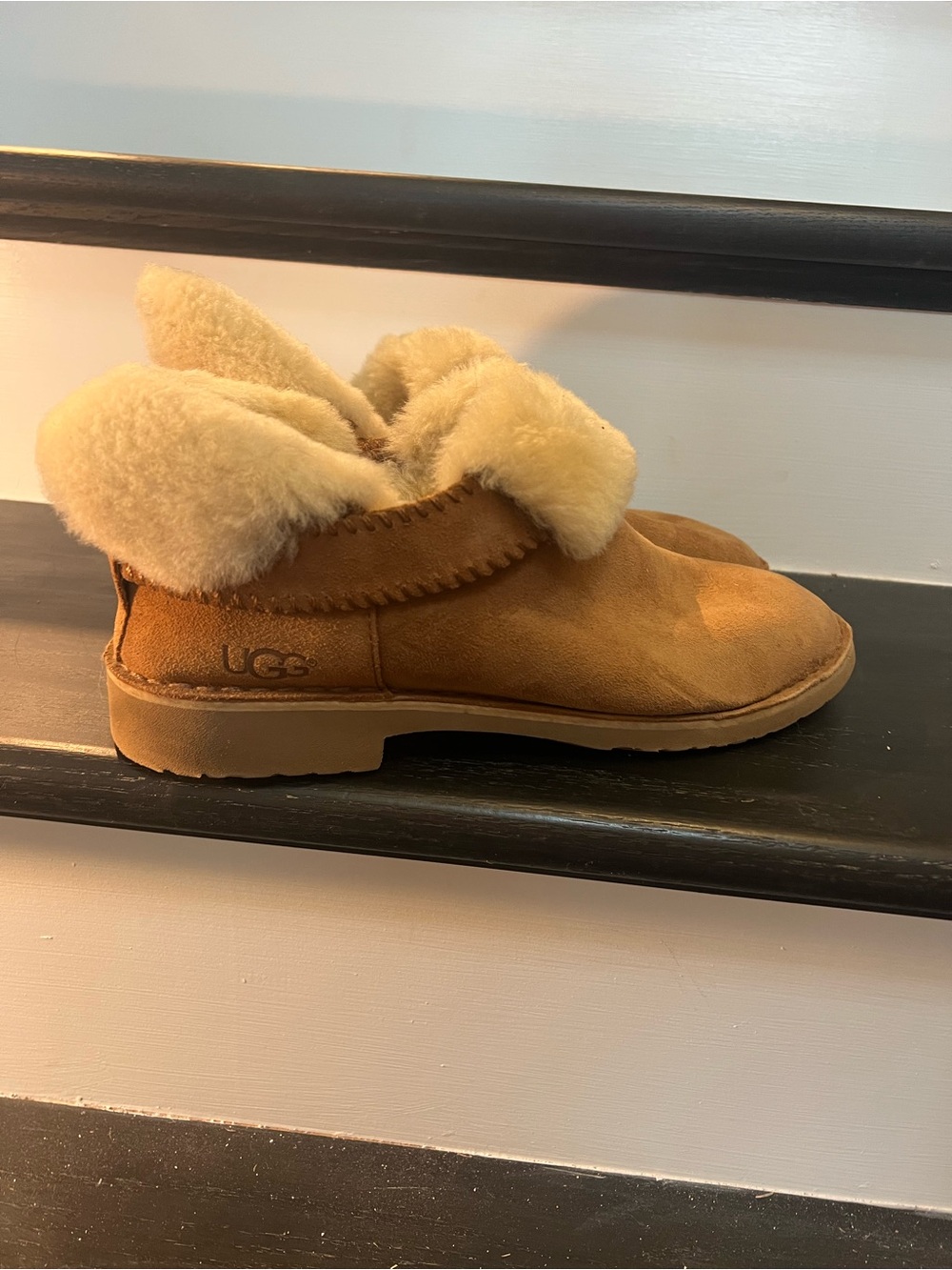 UGG McKay Chestnut Suede Shearling-Lined Ankle Booties